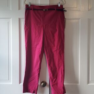 NWT CAROLINA BELLE MONTREAL HIGH RISE PULL ON CROPPED PANTS FUCHSIA PINK SIZE 12